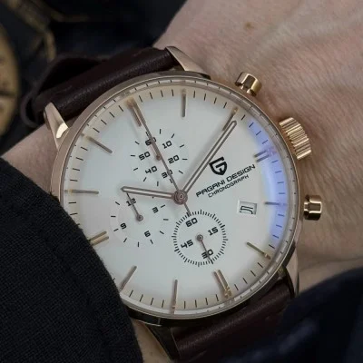 Мужские часы Pagani Design PD-2720 Gold-White-Brown
